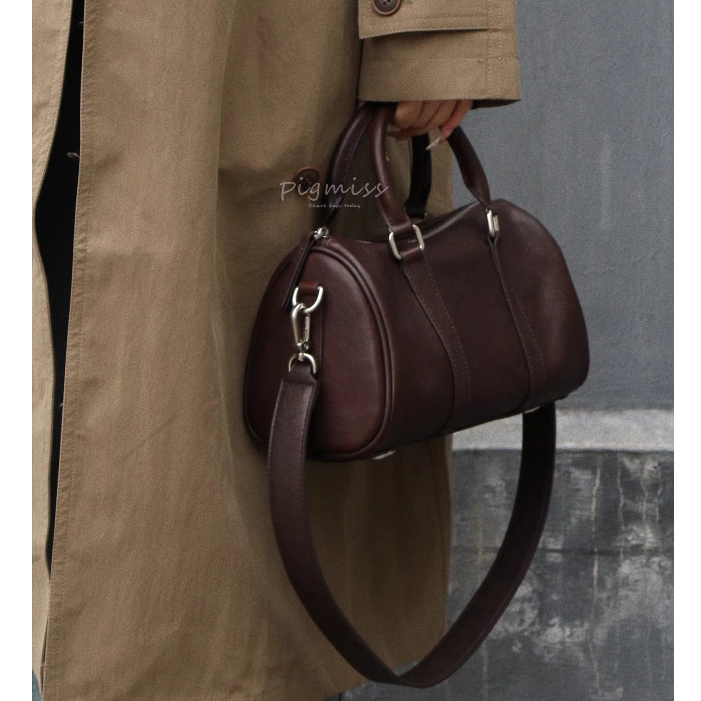 【PIGMISS】头层植鞣牛皮复古枕头包女高级感手提单肩斜挎通勤包,淘宝优惠券,粉丝福利购,淘宝优惠卷