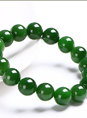天然新疆和田玉碧玉手链昆仑玉玉随珠子手串配饰男女款散珠项链