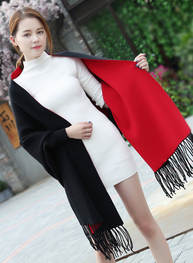 两用女士带袖子外套超大双面披肩