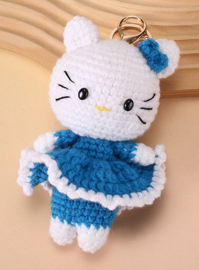 成品手工钩织可爱kitty猫玩偶挂件钥匙扣送朋友闺蜜礼物