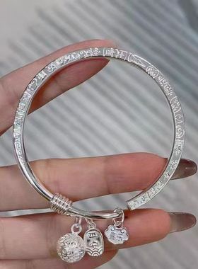 吉言平安锁手镯铃铛猫爪盘缠手环