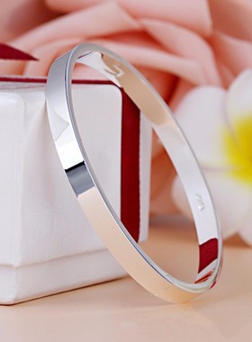 光面情侣纯银钉子小众手镯可刻字