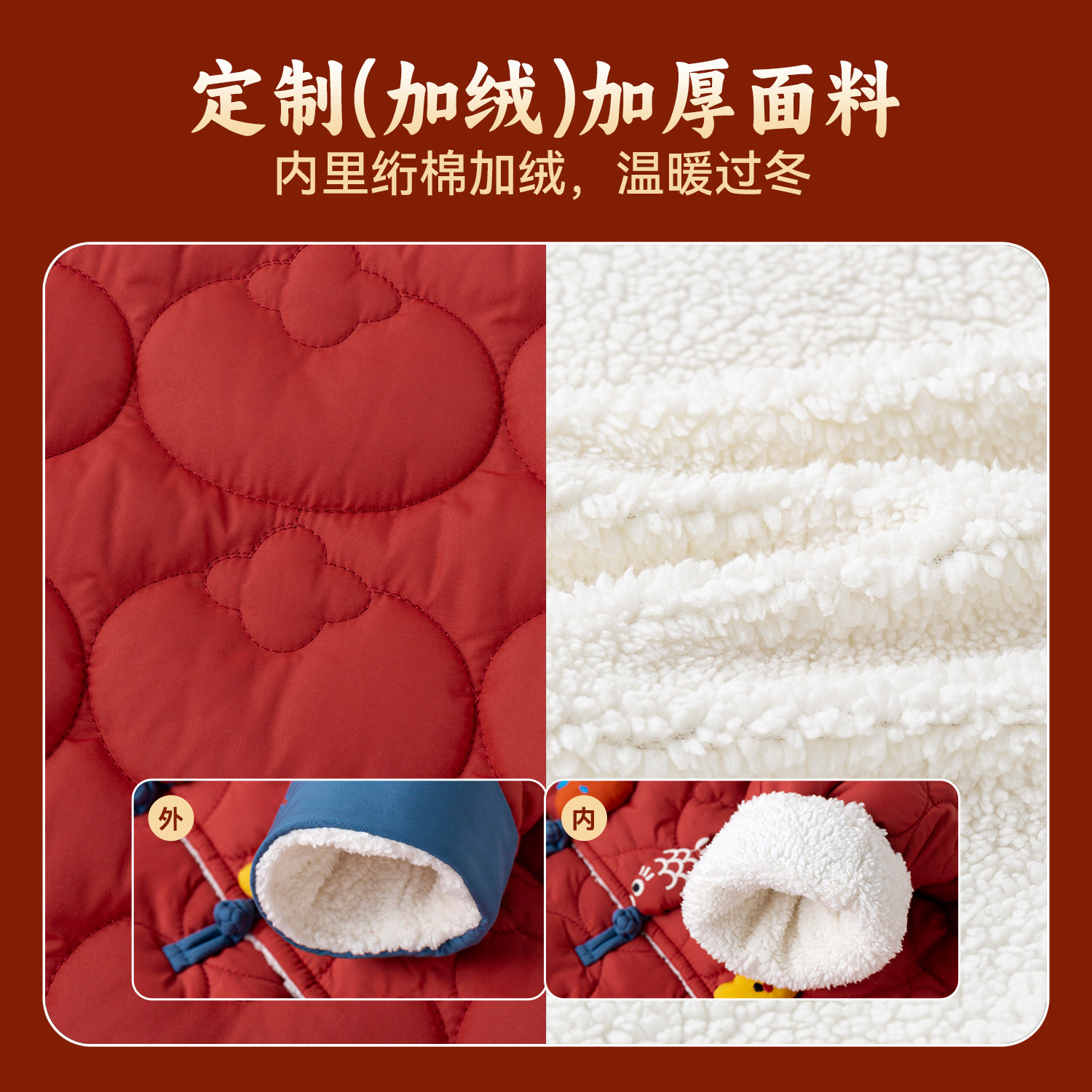 嘟嘟家儿童棉服男童冬季红色外套女童拜年服宝宝中式棉衣童装棉袄,淘宝优惠券,粉丝福利购,淘宝优惠卷