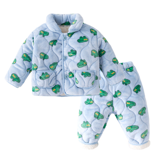 宝宝家居服冬季加厚男童秋冬套装儿童