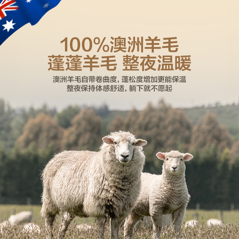 罗莱家纺LOVO乐蜗澳进口100%羊毛被子加厚冬被春秋被保暖宿舍被芯