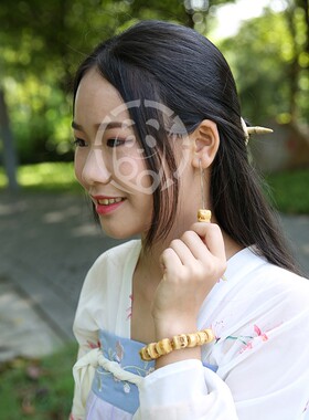竹保平安超仙古风长款耳线紫竹珠珠耳环长条链竹节竹木藤耳饰耳坠