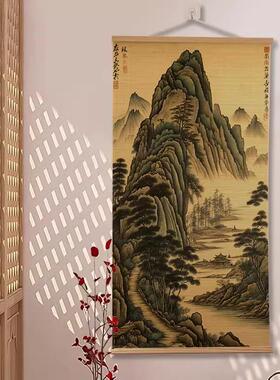 新中式竹帘挂画茶室书房装饰画