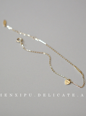 925纯银镀金手链女英文爱心