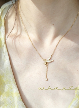 多萝西| Whaxle 轻奢流苏翅膀精灵少女925银镀18k金项链锁骨链