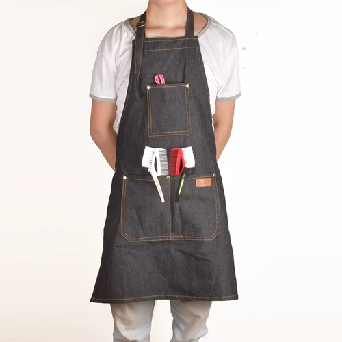 Джинсовый фартук для стрижки волос, холодная завивка для работы, накидка