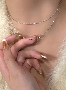 波光粼粼双层金属项链女夏款choker气质颈链轻奢小众高级感锁骨链