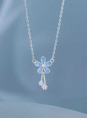 情人节礼物小众花朵项链999纯银