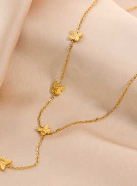 温鉴颈间蝶舞流苏项链女镀金小众设计高级感简约百搭甜美气质