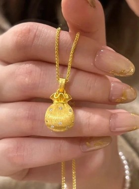 福气金色满满拉丝福袋项链毛衣小福袋秋冬中式新款锁批发葫芦同款