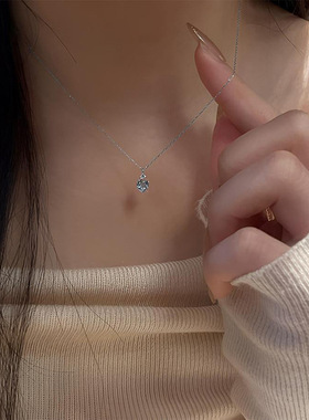 蓝色眼泪水滴吊坠项链女轻奢清冷高级锁骨链小众设计感颈链新款