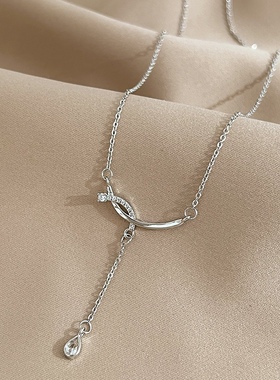 气质水滴项链女轻奢小众高级设计感ins学生闺蜜流苏锁骨链