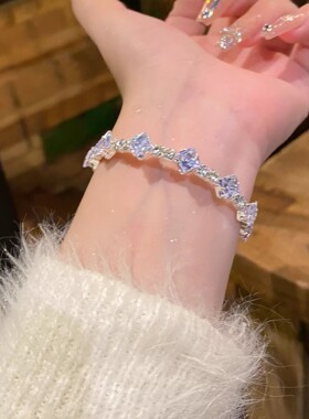 超闪锆石手镯女轻奢精致小众高级感法式手环水晶闪钻设计感手饰品
