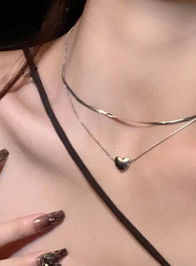 宝藏礼物！ ins冷淡风爱心项链女轻奢小众设计双层锁骨链气质颈链