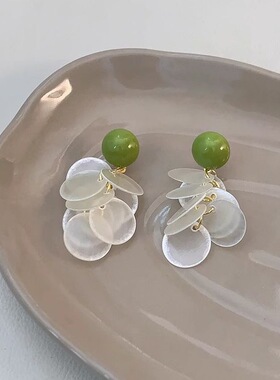 绿色花朵滴釉耳环女夏天海边度假风耳钉多巴胺高级感小众设计耳饰