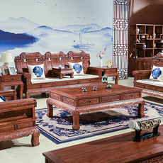 Махогани диван 晖腾红木家具沙发组合客厅明清古典实木刺猬紫檀中式花梨雕花仿古