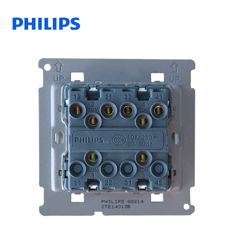 飞利浦开关插座面板家用86型Q8香槟金系列四位单控墙壁开关面板,淘宝优惠券,粉丝福利购,淘宝优惠卷