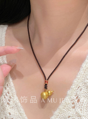 纯银古法金葫芦项链女毛衣链