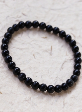 男女黑曜石手串手链简约单圈小众