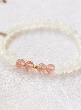 原创设计女白月光石水晶手链手串