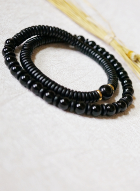 天然水晶黑曜石手链黑檀木日韩版