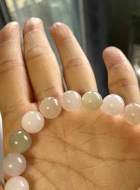 天然和田玉藕粉多宝10mm手链  马卡龙