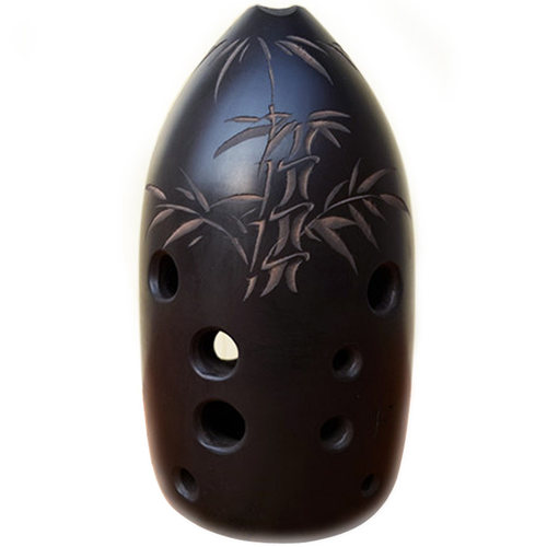 专业演奏10孔陶埙十孔笔筒双腔埙黑陶古乐器手工定音埙F调G调追乐 - 图3