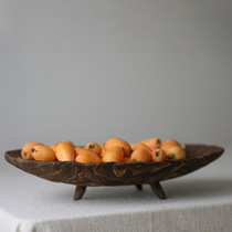 Solid wood large basin fruit decoration Chinese large wooden tray pallet decorated disc by hand to make old retro disc