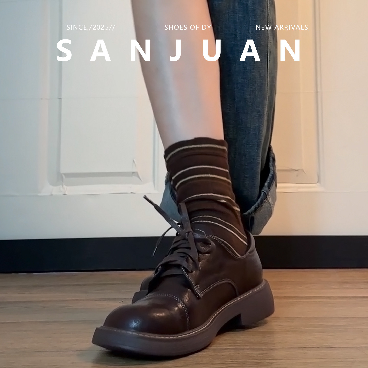 羊皮版sanjuan三卷厚底圆头小皮鞋女学院风深口单鞋2026春乐福鞋,淘宝优惠券,粉丝福利购,淘宝优惠卷