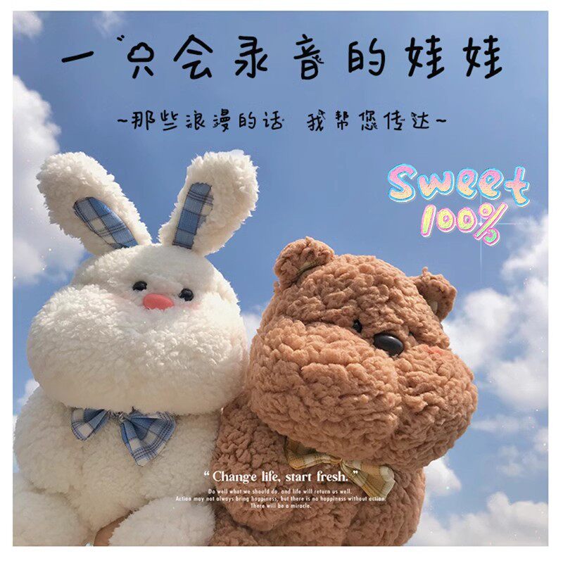 当我飞奔向你同款录音娃娃表白公仔道歉玩偶女生生日礼物抱枕兔子