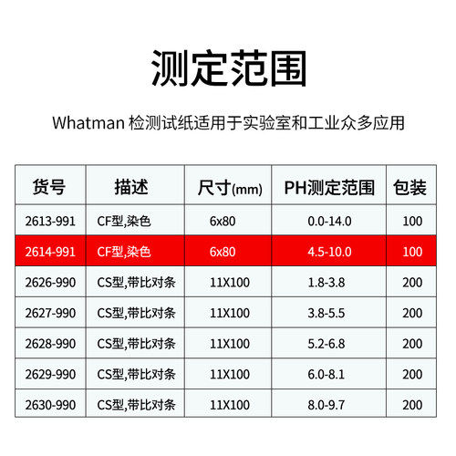 英国Whatman 2614-991原装进口PH试纸4.5-10 精密PH试纸 100条装 - 图2