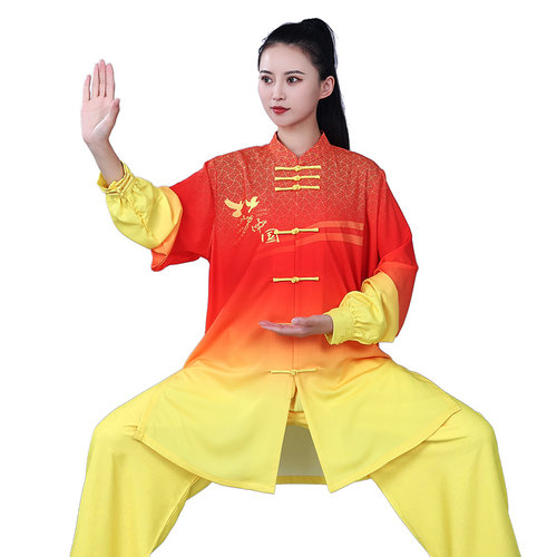 高端宏极渐变色武术服团体比赛表演太极拳练功服女八段锦中国梦 - 图3