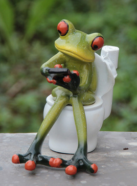 马桶青蛙树脂工艺品博山摆件淄博琉璃桌面客厅家居装饰品搞笑礼物