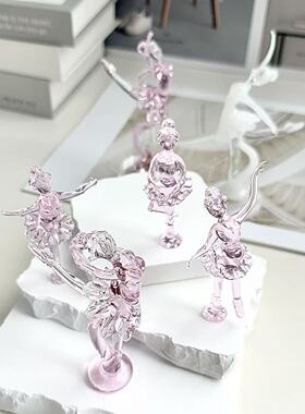 手工琉璃芭蕾舞者摆件通透艺术感桌面装饰创意玄关家居玻璃小摆设