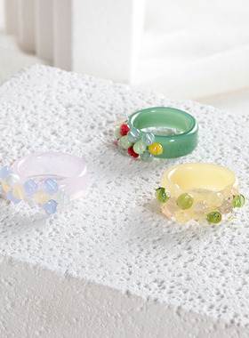 淄博琉璃玉料水晶戒指手工玻璃饰品博山工艺品礼物闺蜜设计感小众