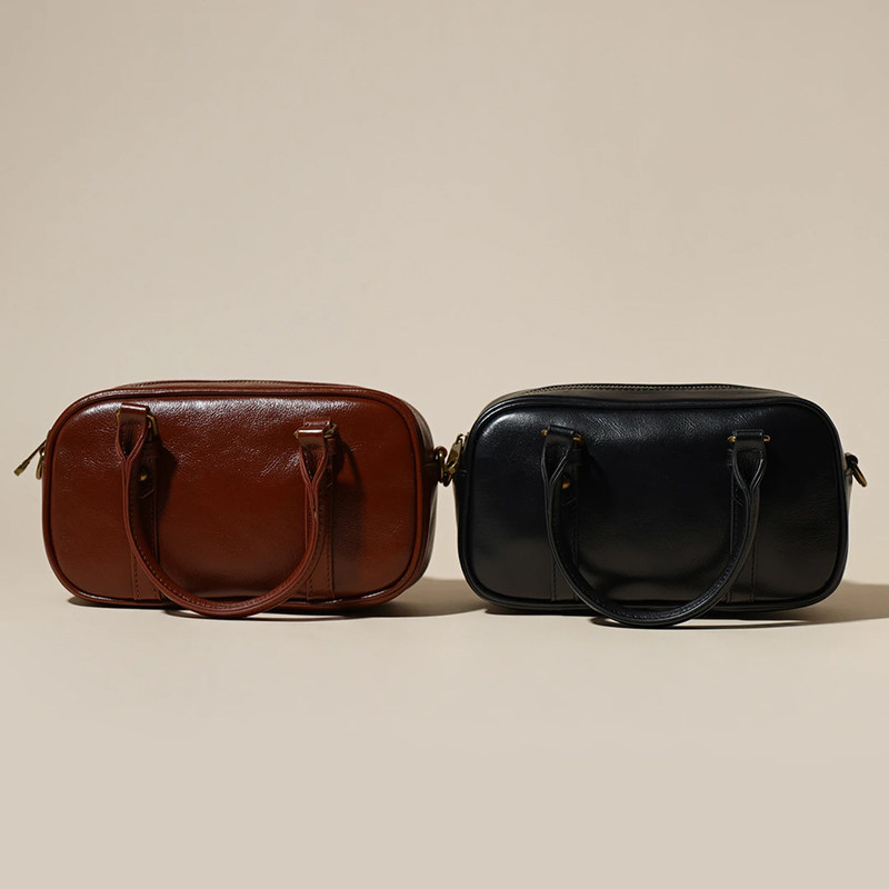 头层牛皮波士顿包手提包女士真皮单肩斜挎包时尚复古百搭2026新款,淘宝优惠券,粉丝福利购,淘宝优惠卷