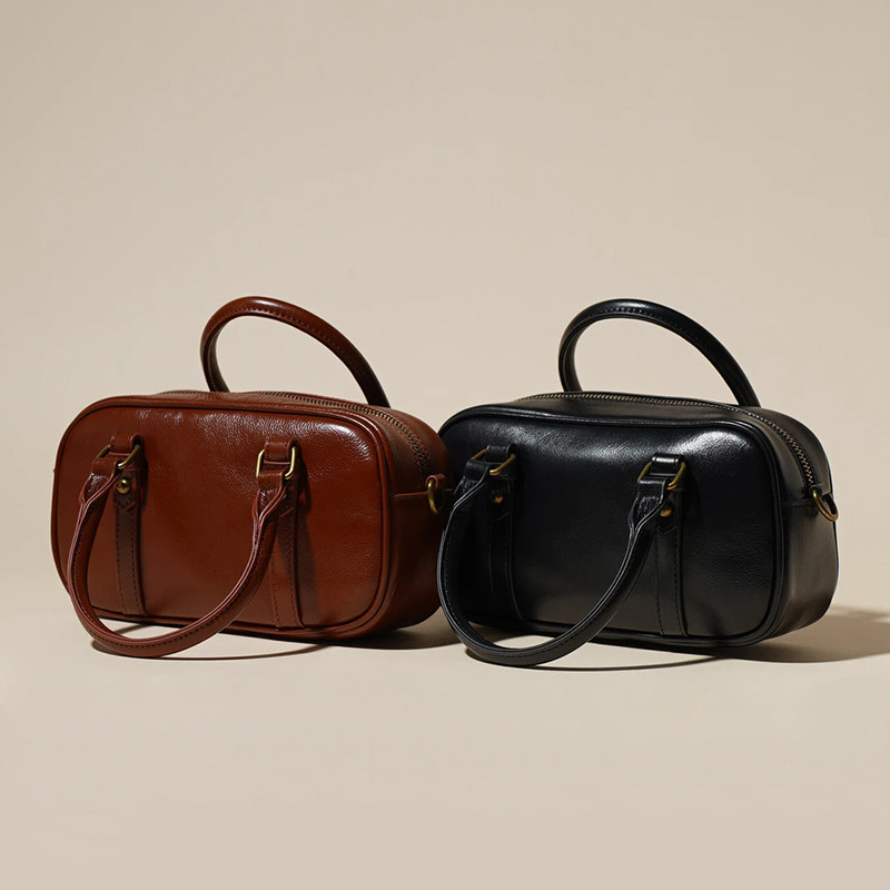 头层牛皮波士顿包手提包女士真皮单肩斜挎包时尚复古百搭2026新款,淘宝优惠券,粉丝福利购,淘宝优惠卷