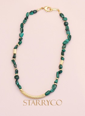 孔雀石气质混搭女高级项链锁骨链