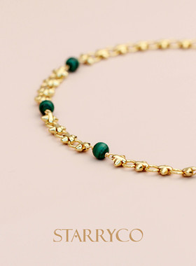 孔雀石高级绿气质个性锁骨链项链