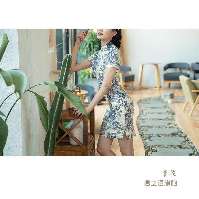 日常生活装旗袍时尚改良版连衣裙年轻款少女青花中国风复古中式