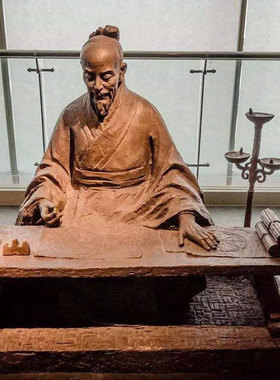 石膏古代人物地震仪蔡伦摆件定制