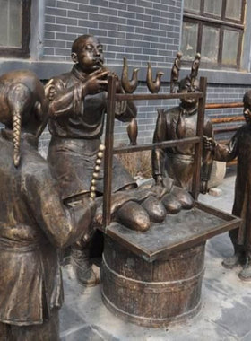 人物玻璃钢石定制农村卖膜吹糖人