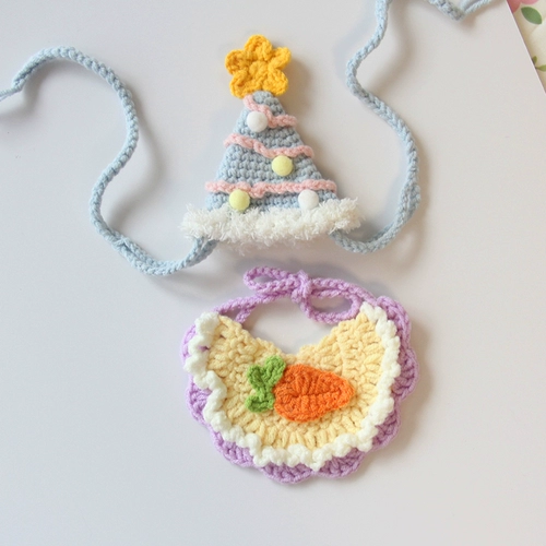 Милая шапка, атмосферный плетеный нагрудник, кукла, украшение для ногтей, домашний питомец, кот