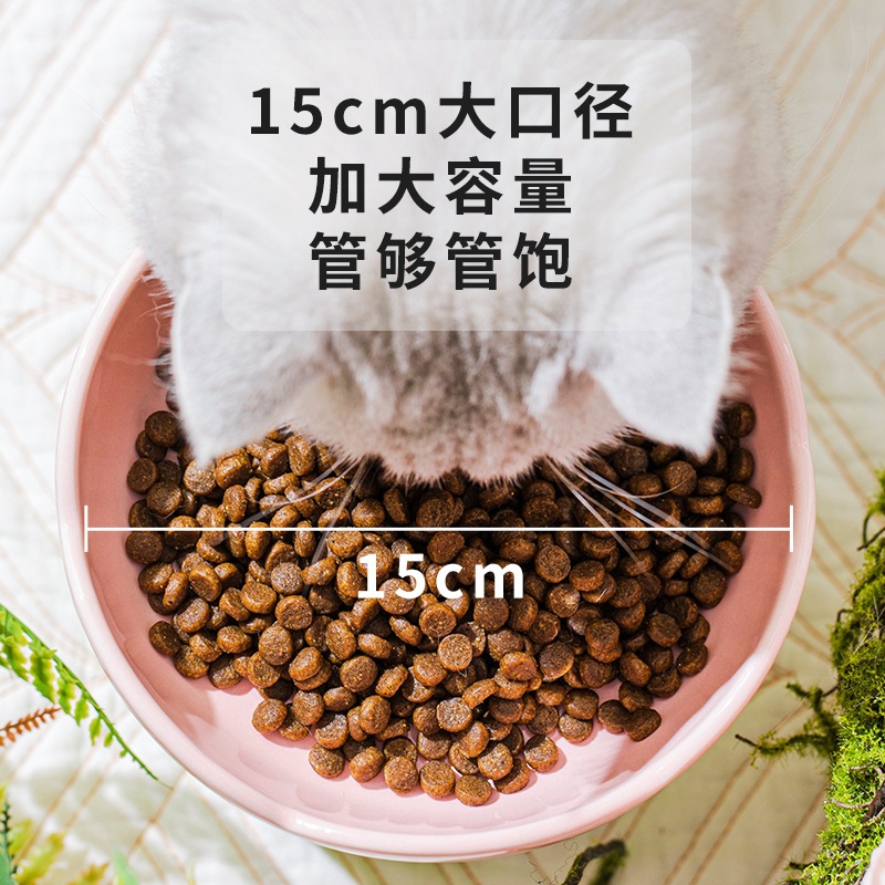 猫碗陶瓷花朵清新水碗高脚保护颈椎防打翻猫粮碗狗狗吃饭大容量 - 图1