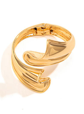 欧美跨境个性朋克不规则褶皱叶子手饰品 夸张合金弹簧扣开口手镯