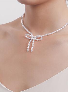 欧美跨境饰品choker蝴蝶结仿珍珠